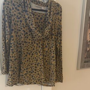 Lori Goldstein Print Cowl Neck Blouse XXS EUC